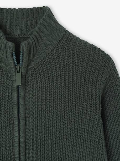 High Neck Long-Sleeved Cardigan for Boys green+navy blue - vertbaudet enfant 