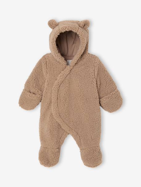 Pramsuit in Faux Fur with Ears beige - vertbaudet enfant 