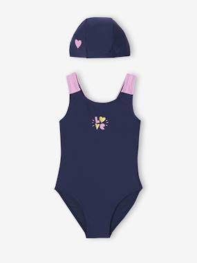 -Ensemble de bain maillot 1 pièce + bonnet fille