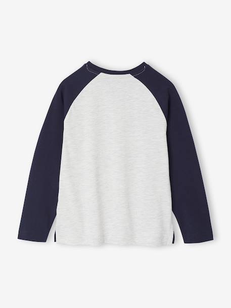 Tee-shirt manches longues contrastées garçon blanc chiné - vertbaudet enfant 