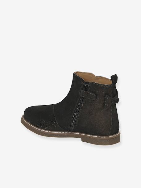 Leather Boots with a Bow for Girls 6399+printed black - vertbaudet enfant 
