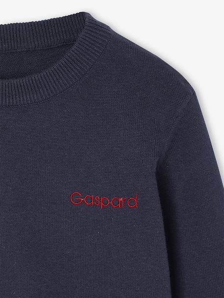 Basic Round-Neck Long-Sleeved Jumper for Boys navy blue+striped blue - vertbaudet enfant 