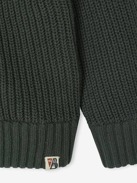 High Neck Long-Sleeved Cardigan for Boys green+navy blue - vertbaudet enfant 