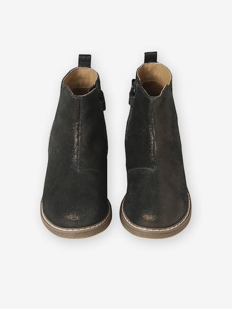 Leather Boots for Girls camel+Dark Blue+printed black - vertbaudet enfant 