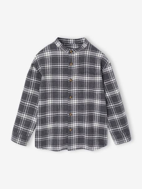 Boy's long-sleeved flannel shirt chequered grey - vertbaudet enfant 