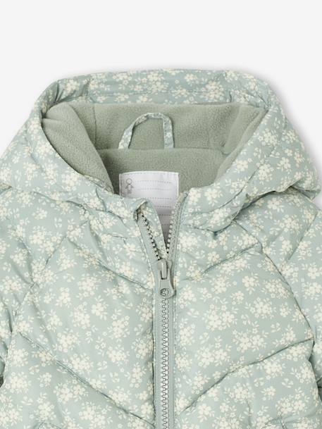 Doudoune bébé imprimée à capuche vert sauge - vertbaudet enfant 