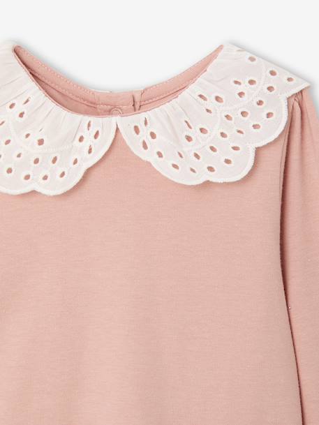 Pack of 2 T-Shirts with Broderie Anglaise Collar for Babies rosy - vertbaudet enfant 