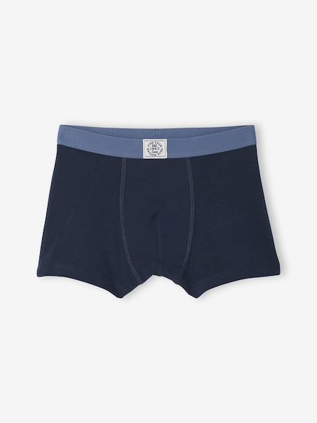 Pack of 5 Plain Boxers for Boys blue - vertbaudet enfant 