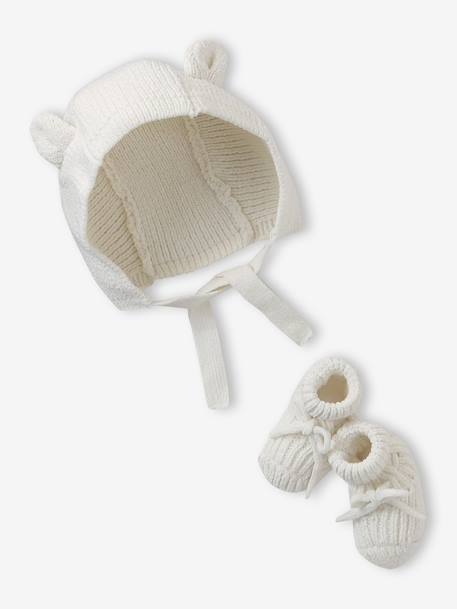 Beanie & Booties Set for Newborns ecru - vertbaudet enfant 