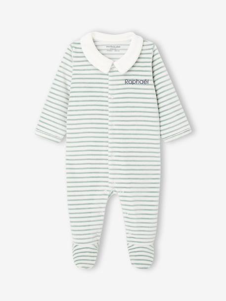 Velour Sleepsuit for Newborns ecru - vertbaudet enfant 
