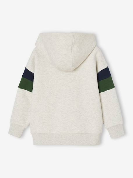 Sweat garçon à capuche motif placé blanc+blanc chiné+marine+noix de pécan+vert sauge - vertbaudet enfant 