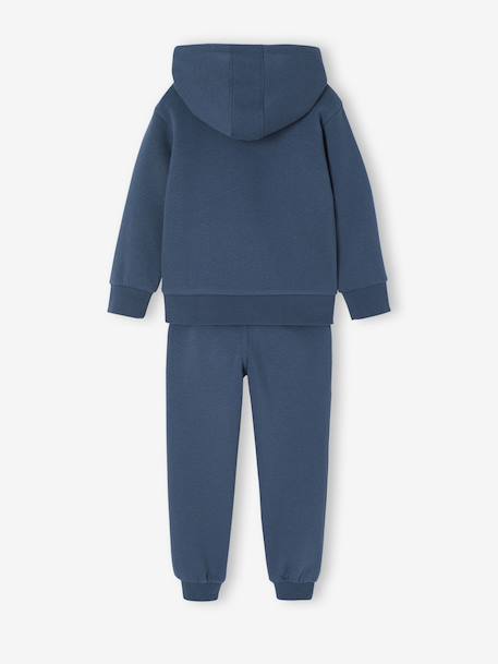 Ensemble Sport Garçon Sweat Capuche imprimé + Jogging Uni bleu pétrole+lichen - vertbaudet enfant 