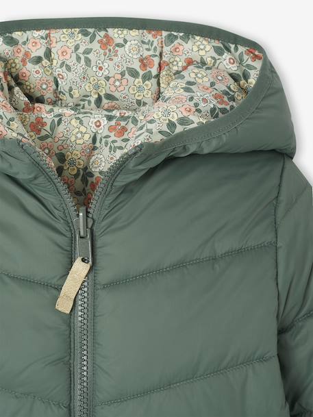 Reversible Lightweight Jacket for Girls emerald green+sage green - vertbaudet enfant 