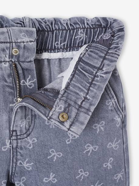 Pantalon fille large motifs fantaisie bleu foncé+denim gris - vertbaudet enfant 