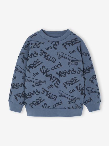 Printed Sweatshirt for Boys marl beige+medium blue+sage green - vertbaudet enfant 