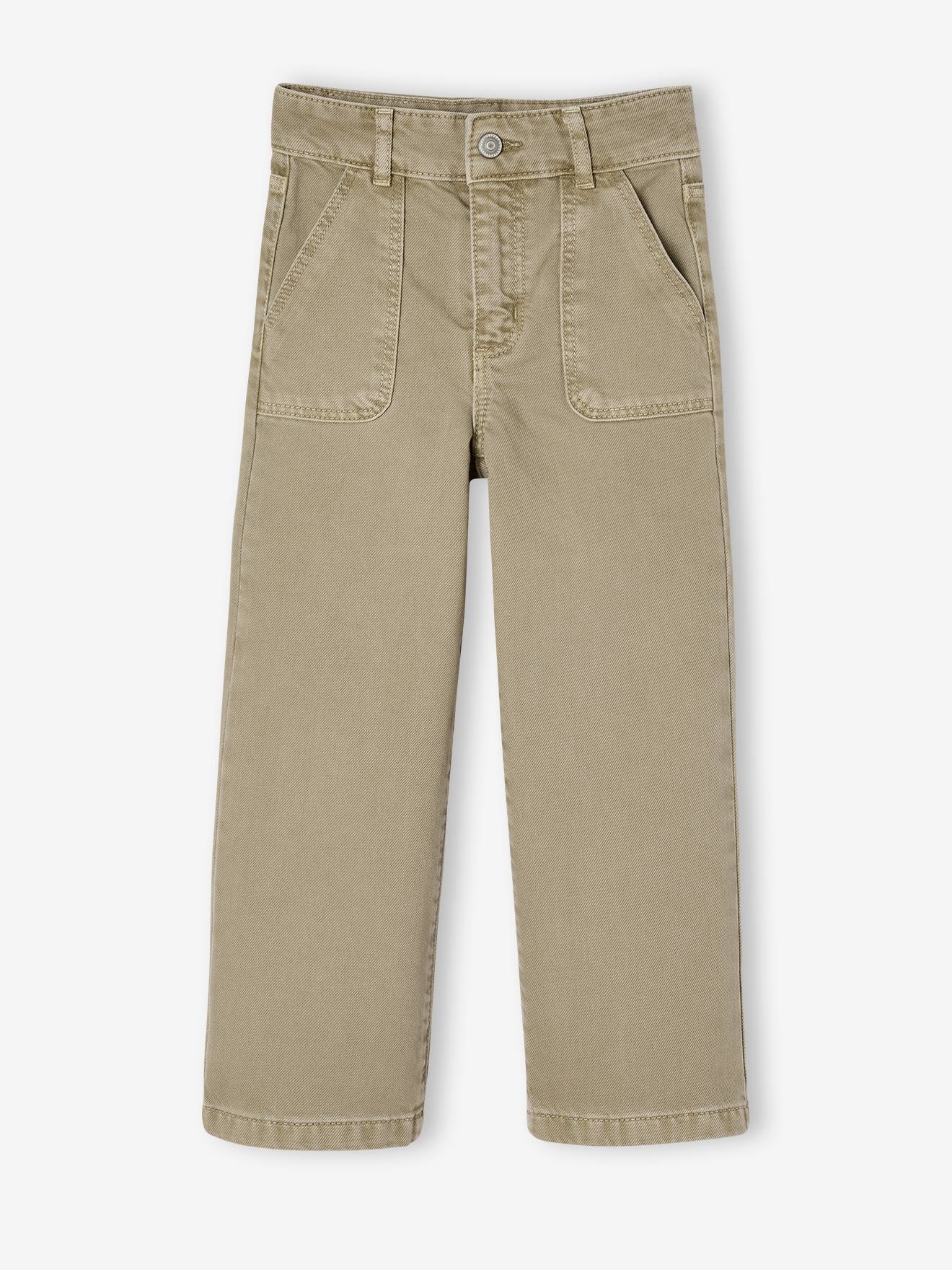 Pantalon Large Morphologique Pour Fille Vertbaudet - Taille Ajustable, Zip Et Pression, Jambes Larges, Poches Plaquées - 11