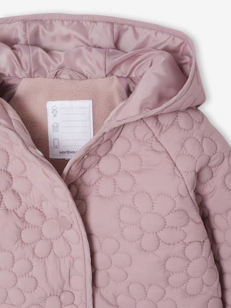 Lightweight Floral Jacket with Hood for Girls grey green+mauve - vertbaudet enfant 