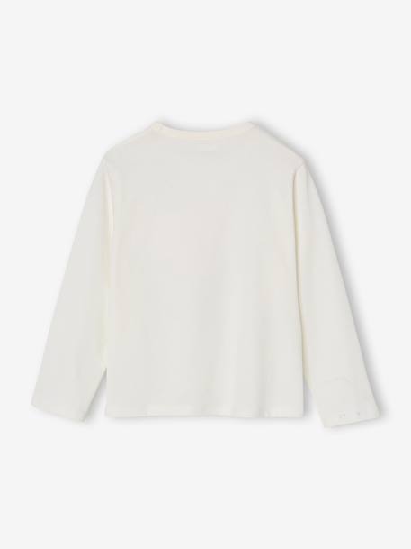 T-shirt animation métallisée fille manches longues anthracite+blanc+vert sapin - vertbaudet enfant 