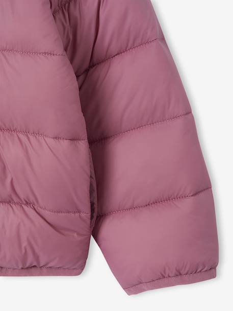 Lightweight hooded puffer jacket for girls grey green+navy blue+old rose+rose - vertbaudet enfant 