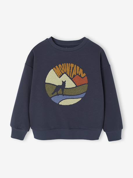 Sweatshirt with Bouclé Design for Boys navy blue - vertbaudet enfant 