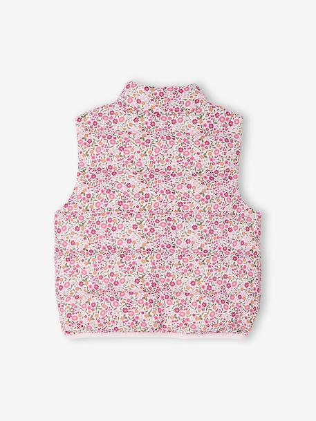 Sleeveless Lightweight Jacket with Floral Pattern for Girls printed pink - vertbaudet enfant 