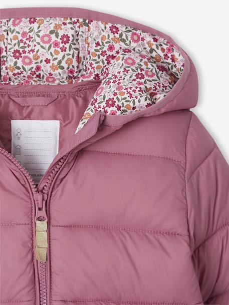 Lightweight hooded puffer jacket for girls grey green+navy blue+old rose+rose - vertbaudet enfant 