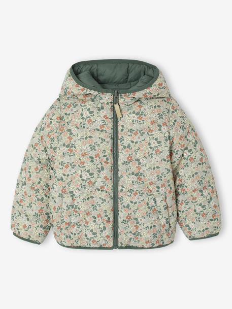 Reversible Lightweight Jacket for Girls emerald green+sage green - vertbaudet enfant 