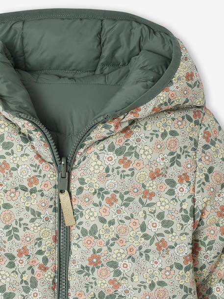Reversible Lightweight Jacket for Girls emerald green+sage green - vertbaudet enfant 