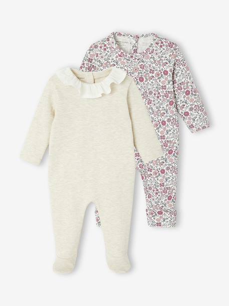 Pack of 2 Sleepsuits for Newborns marl beige - vertbaudet enfant 