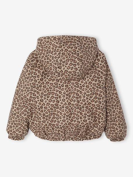 Reversible Leopard/Sherpa Windcheater with Hood for Girls beige - vertbaudet enfant 