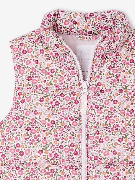 Sleeveless Lightweight Jacket with Floral Pattern for Girls printed pink - vertbaudet enfant 