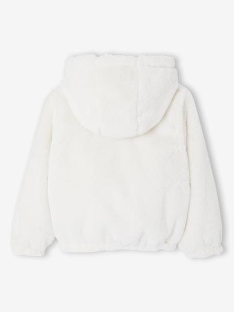 Reversible Leopard/Sherpa Windcheater with Hood for Girls beige - vertbaudet enfant 