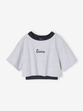 Tee-shirt sport cropped 2 en 1 avec brassière fille - vertbaudet enfant Fille-T-shirt, sous-pull-T-shirt-Tee-shirt sport cropped 2 en 1 avec brassière fille