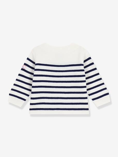 Wool and cotton striped sailor jumper for babies by PETIT BATEAU ecru - vertbaudet enfant 