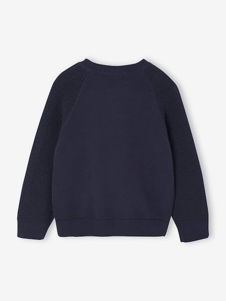 Long-Sleeved Varsity Cardigan for Boys marl grey+navy blue - vertbaudet enfant 