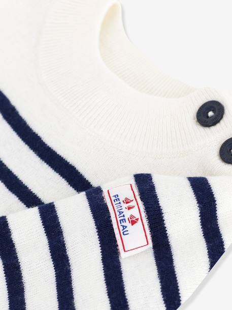 Pull marin bébé en laine et coton à rayures écru - vertbaudet enfant 