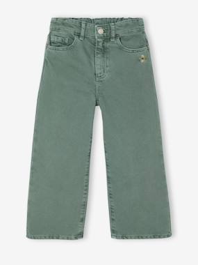 -Pantalon fille large couleur 