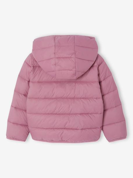 Lightweight hooded puffer jacket for girls grey green+navy blue+old rose+rose - vertbaudet enfant 