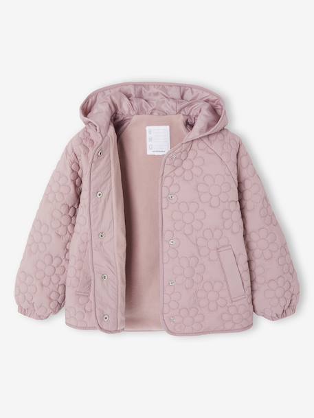 Lightweight Floral Jacket with Hood for Girls grey green+mauve - vertbaudet enfant 