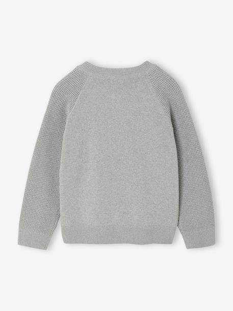 Gilet Teddy garçon manches longues gris chiné+marine - vertbaudet enfant 