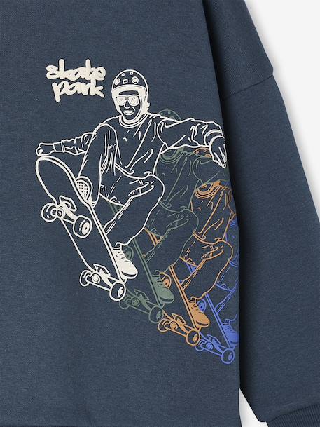 Hooded Sweatshirt with Skate Print anthracite - vertbaudet enfant 