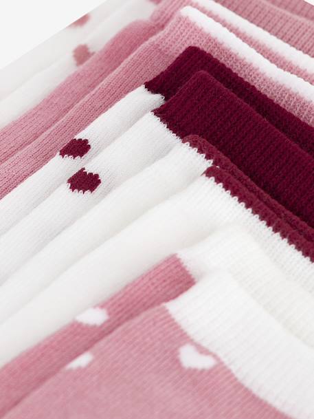 Pack of 5 Pairs of Cotton Socks with Heart Print by PETIT BATEAU rose - vertbaudet enfant 