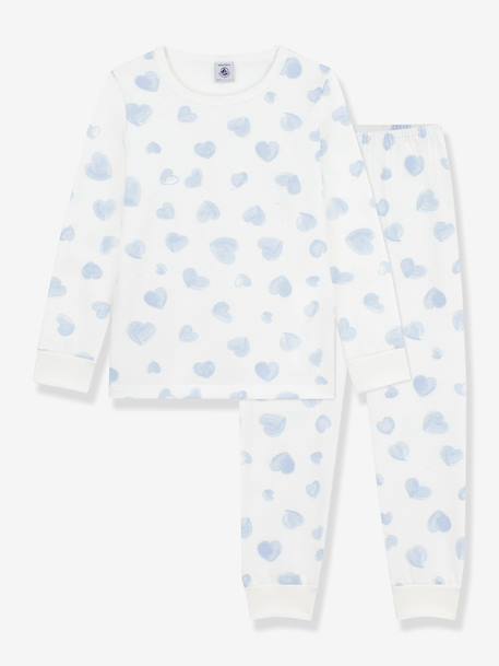 Children's pyjamas in printed fleece with heart design by PETIT BATEAU light blue - vertbaudet enfant 