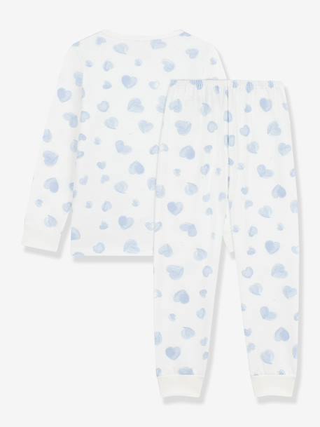 Children's pyjamas in printed fleece with heart design by PETIT BATEAU light blue - vertbaudet enfant 