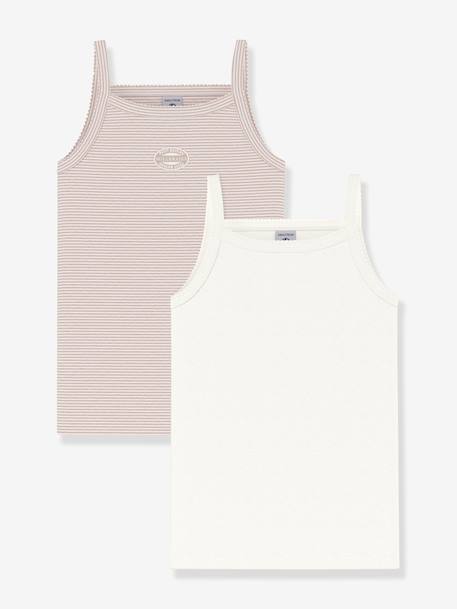 Pack of 2 Cotton Tank Tops with Thin Straps, PETIT BATEAU pale pink - vertbaudet enfant 