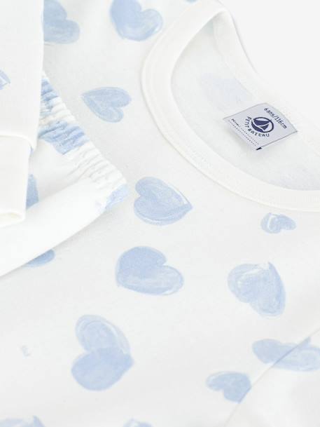 Children's pyjamas in printed fleece with heart design by PETIT BATEAU light blue - vertbaudet enfant 