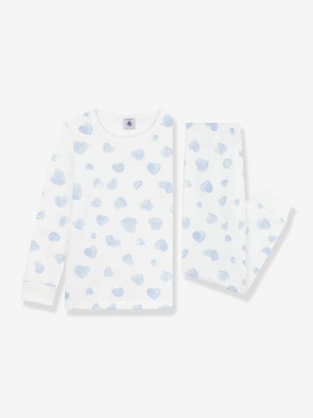 Children's pyjamas in printed fleece with heart design by PETIT BATEAU light blue - vertbaudet enfant 