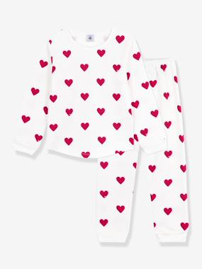 Girls-Nightwear-PETIT BATEAU heart print pyjamas for children