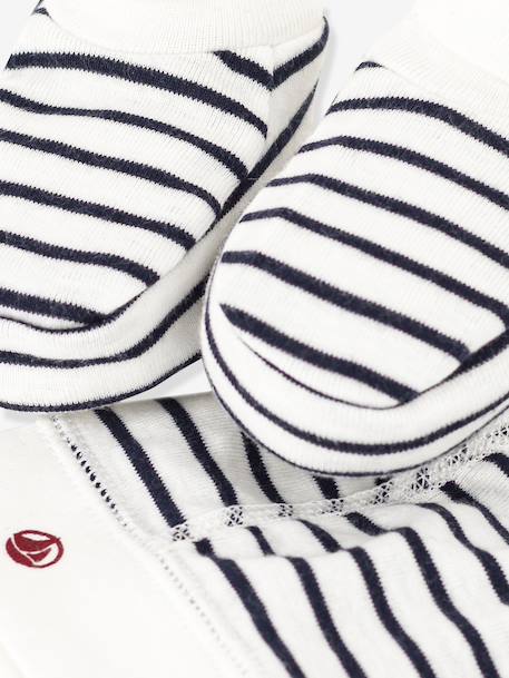 Unisex Beanie & Booties Set for Babies, PETIT BATEAU navy blue+white - vertbaudet enfant 