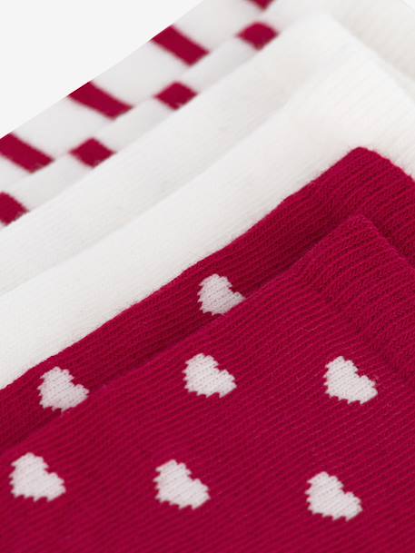 Pack of 3 pairs of PETIT BATEAU cotton socks with heart patterns red - vertbaudet enfant 